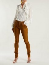 SAINT LAURENT Mid-rise skinny suede trousers ~ tan-brown skinnies