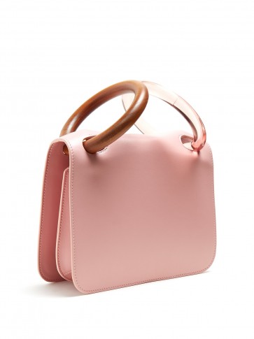 ROKSANDA Neneh wooden-handle leather clutch – luxury pink leather bag