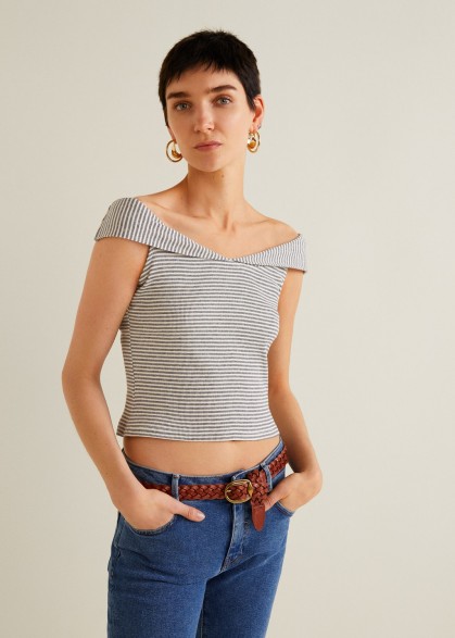 MANGO Off-shoulder crop top | affordable chic | French style