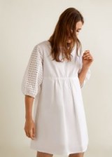 MANGO Openwork detail dress | white boho style summer frock