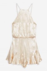 TOPSHOP Pansy Satin Jacquard Playsuit / vintage style fashion / shiny fabrics