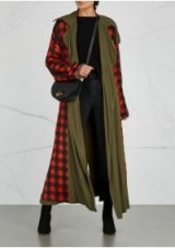 PREEN BY THORNTON BREGAZZI Lana checked reversible twill coat – long chic coats – olive green and red checks