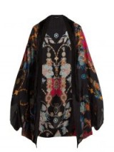 ETRO Printed cashmere-blend poncho / floral fringed throw-on