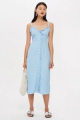 Topshop Ruffle Midi Slip Dress | pale blue summer cami frock