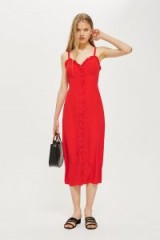 Topshop Ruffle Midi Slip Dress | red summer frocks