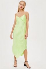 Topshop Boutique Sandwash Slip Dress by Boutique in Lime | green pointed hem cami frock