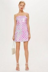 TOPSHOP Sequin Mini Slip Dress in Pink / shimmering cami dresses