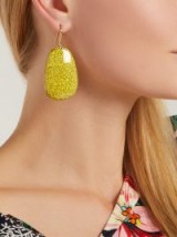 ISABEL MARANT Square yellow marbled-stone drop earrings ~ chic statement accessory