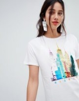 Stradivarius sequin skyline tee / shiny graphic t-shirts