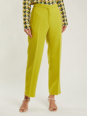 ROCHAS Lime-Green Straight-leg wool-crepe trousers