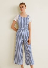 MANGO Striped cotton jumpsuit in blue | casual summer fashion