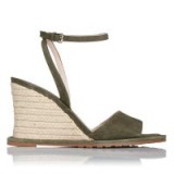 L.K. BENNETT TALITHA KHAKI SUEDE SANDALS KHAKI ~ green summer wedges