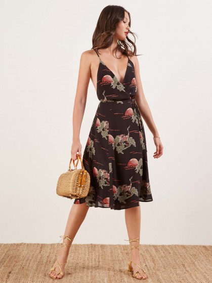 Reformation Tropics Dress | strappy plunging wrap style frock