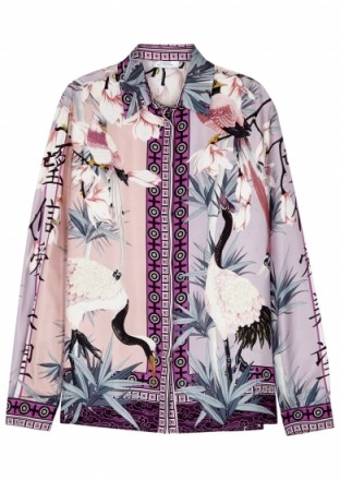 VERSACE COLLECTION Lilac chinoiserie-print silk shirt ~ oriental style prints