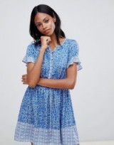 Whistles Riya Drawstring Mini Dress Blue/White / summer style