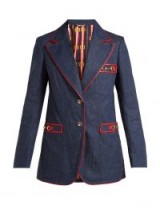 GUCCI Wrinkled denim blazer ~ gold tone horsebit detail