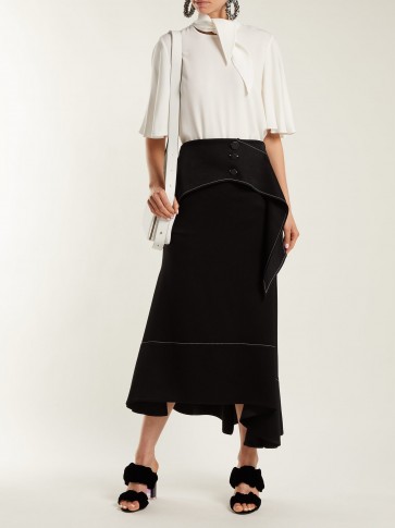 ELLERY Yale black crepe midi skirt ~ draped design