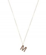 KC DESIGNS Yellow Gold Champagne Diamond Letter M Necklace ~ initial pendants