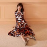 L.K.Bennett ANDREA ORANGE DRESS ~ bold print fit and flare