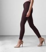 REISS ARLA DEEP MULBERRY SEAM DETAIL SKINNY TROUSERS ~ zipped hem skinnies ~ dark purple pants