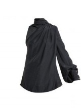 HILLIER BARTLEY Asymmetric fringed-scarf silk-satin blouse ~ oh so chic!