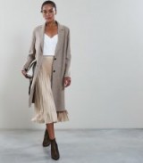 REISS BERKLEY BLIND SEAM LONGLINE OVERCOAT OATMEAL ~ chic lightweight neutral-tone coats