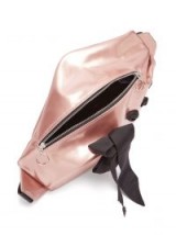 MARQUES’ALMEIDA Bow-detailed metallic-pink leather belt bag ~ large fanny pack