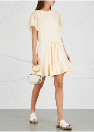 CHLOÉ Cream ruffled-hem georgette dress ~ dropped waist summer dresses