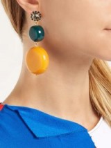 MARNI Circle and flower drop earrings ~ orange & green