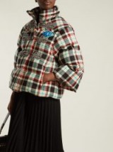 GUCCI Embellished tartan wool down jacket ~ effortless style