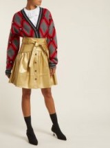 MIU MIU High-rise metallic-gold leather mini skirt