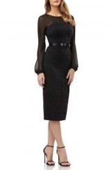 KAY UNGER Chiffon & Lace Sheath Dress Black ~ chic lbd