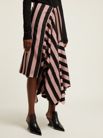 MARQUES’ALMEIDA Pink and black striped loop-decorated asymmetric draped skirt