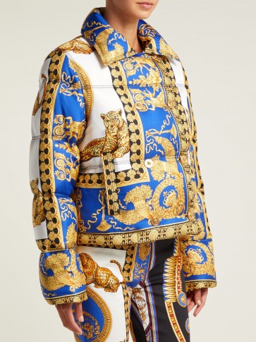 VERSACE Lovers Baroque-print quilted-down jacket ~ luxe padded jackets