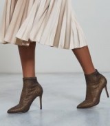 Reiss LUPITA METALLIC POINT TOE HEELED ANKLE BOOTS BRONZE METALLIC / glamorous booties