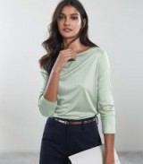 REISS MARILYN STRAIGHT NECK TOP APPLE GREEN ~ silky luxe style clothing ~ wardrobe essential