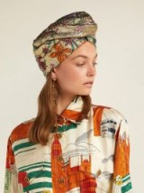 GUCCI Metallic-gold floral brocade turban hat ~ glamorous accessory