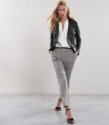 REISS MILAN CHECKED TAILORED TROUSERS BLACK/WHITE ~ stylish check print pants