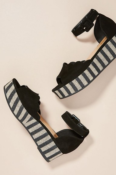 Paolo Mattei Striped-Suede Platform Wedge Sandals ~ beautiful vintage style summer platforms