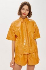 TOPSHOP Paper Bowling Shirt by Boutique / yellow high shine shirts