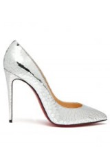 CHRISTIAN LOUBOUTIN Pigalle 100 metallic-silver cracked-leather pumps ~ high-shine courts