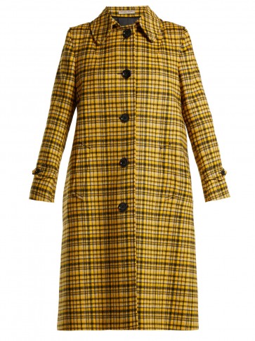 BOTTEGA VENETA Yellow Plaid A-line wool coat