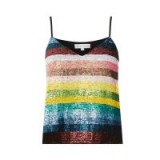 WAREHOUSE RAINBOW STRIPE SEQUIN CAMI TOP / shiny multicolured camisole