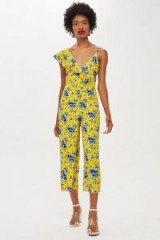 TOPSHOP Yellow Ruffle Floral Print Jumpsuit