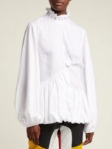 MARQUES’ALMEIDA White Ruffled woven balloon sleeve blouse ~ frilly high neck