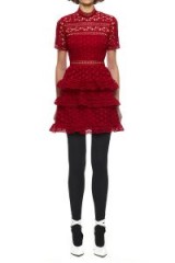 Self Portrait Red High Neck Star Lace Panelled Dress