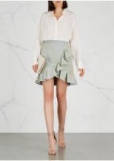 SELF-PORTRAIT Floral-embroidered tulle mini skirt ~ metallic-gold embroidery ~ feminine summer look