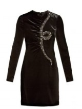 VALENTINO Snake-embroidered beaded black velvet mini dress ~ glamorous lbd