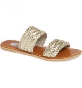 STEVE MADDEN Marvelous Slide Sandal Gold ~ metallic summer flats