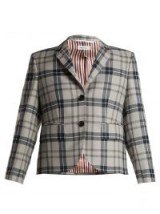 THOM BROWNE Cropped Tartan wool-blend blazer ~ large check prints